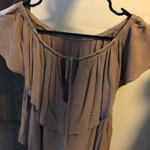 Tan blouse with tie in the back